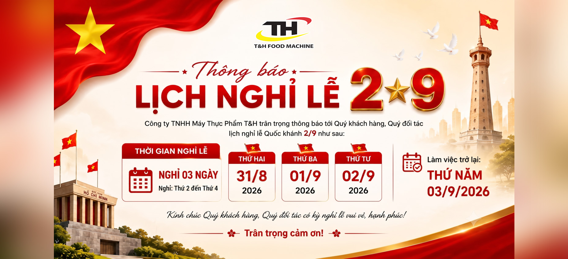 Thông báo nghỉ lễ 2/9