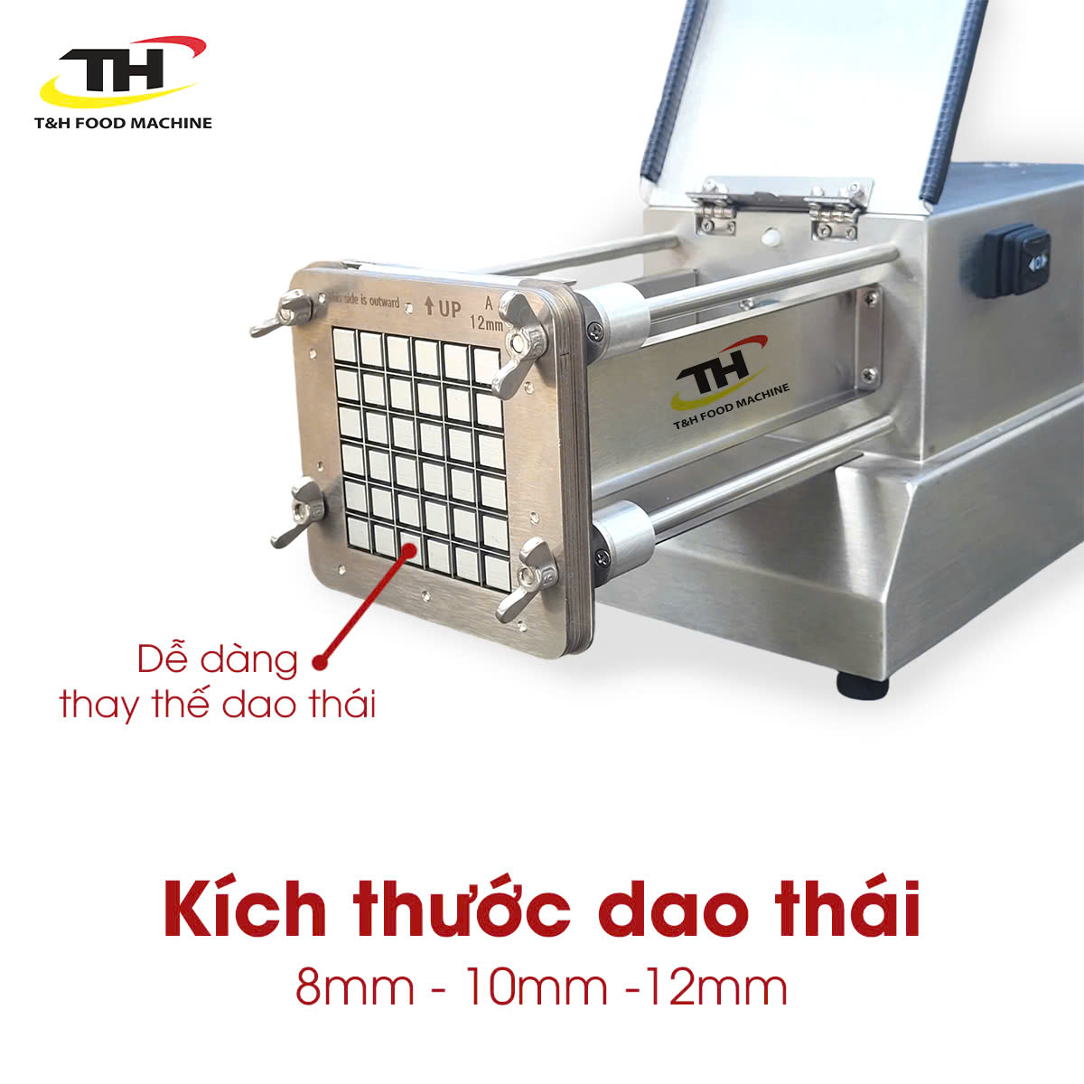 Kích thước dao máy thái củ quả dạng sợi YC260