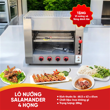 Lò nướng Salamander dùng gas 4 họng đốt